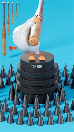 0% vs 100% Baseball Bat 🏏 Rubber Goose on Spikes! Blender Physics