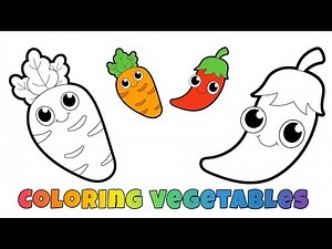 How to draw vegetables | Easy Drawing Painting coloring | carrot chili
