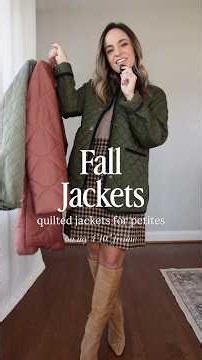 Three petite-friendly quilted jackets for fall! Shown unaltered on me at 4’10”. #petitestyle