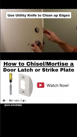 HOW TO CHISEL/MORTISE LATCH-STRIKE PLATE FOR A DOOR! One Minute Tips - Home Repairs #shorts