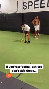 When training change of direction for football it’s important to incorporate drills with variable knee height to meet the demands on the field - Here’s a few examples of some basic change of direction drills where we use some mini hurdles. I’m not a huge obstacle drill guy but def see the use in lining up and competing a few times throughout the year. - Depending on your position and sport make sure to always check boxes in your training that meet the demands of your sport. | Overtime Athletes