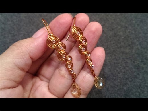 Copper twisted round earrings - handmade jewelry idea 107