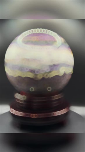 Natural Tiffany Stone (Bertrandite) Crystal Sphere — 4.817 kg This exceptional natural Tiffany Stone sphere is a striking, museum-quality statement piece showcasing the rare and complex beauty of one of the world’s most collectible gemstones. Expertly hand-polished into a flawless sphere, it reveals flowing layers of lavender, violet, cream, pale green, and golden tones—each band a snapshot of its unique geological formation. With its substantial 4.817 kg weight, this sphere carries a powerful p