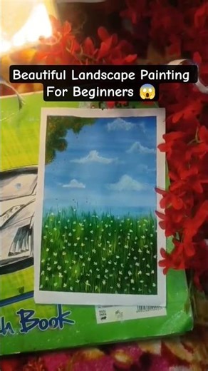 Landscape Painting For Beginners 😱 (Easy painting tutorial)#easy #painting #beginners