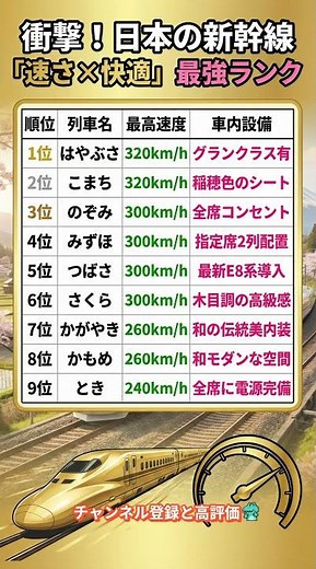 衝撃！日本の新幹線「速さ×快適」最強ランク