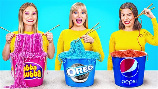 Eating 1 color food for 24 hours || last to stop eating wins! Pranks by 123 go! | 123 GO