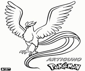 Articuno, legendary bird Pokémon coloring page printable game