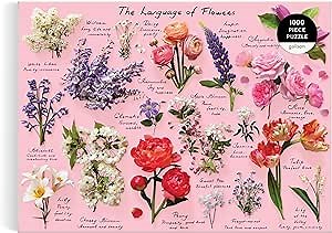 Galison Language of Flowers – 1000 Piece Puzzle Featuring A Glossary of Spring and Summer Blooms with Attributed Meanings