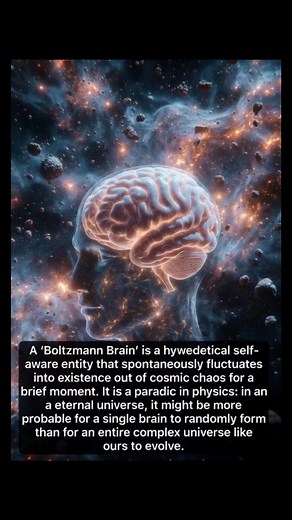 Proposed by physicist Ludwig Boltzmann, this theory is based on **Entropy** (disorder). The universe tends toward chaos. Highly organized states—like a human brain or an entire solar system—are incredibly rare and unlikely to happen by chance. **The Scary Part:** It is statistically trillions of times more likely for a *single brain* to spontaneously form out of the chaos of space—complete with false memories of a life, a past, and a family—than for an *entire universe* to form and evolve us nat