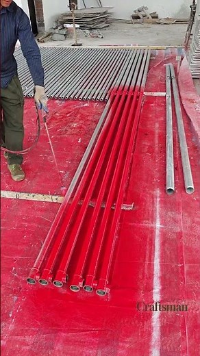 ‌Red oxide primer application on steel pipes #corrosionofconformity