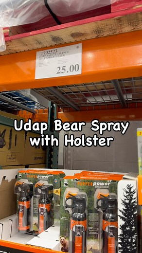 COSTCO DEALS ONLINE on Instagram: "🐻Udap Bear Spray with Holster (2-pack) spotted on manager special for $25.00 at Tukwila, WA warehouse. . UDAP Pepper Power Bear Deterrent consists of a super-hot, oil-based formula that instantly affects eye, nose and lung tissue to stop a charging bear. This formula is non-lethal, EPA registered and tested to 0 degrees Fahrenheit. It also is equipped with a quick release safety wedge. Hip holster included. Spray canister is 7.9 ounces / 225 grams. . It is sti
