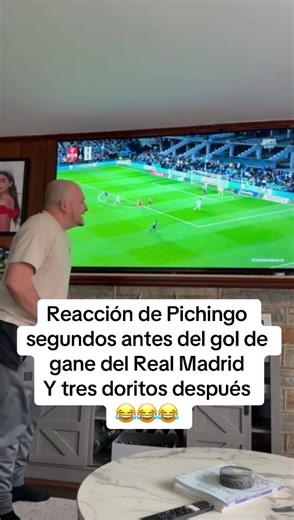 Reacción de Pichingo segundos antes del gol del gane del Real Madrid y tres doritos después #pichingo #marciavilleda1987 #realmadridvrcelta #humor @el_tigre_16511 @marciavilleda1987 @Em