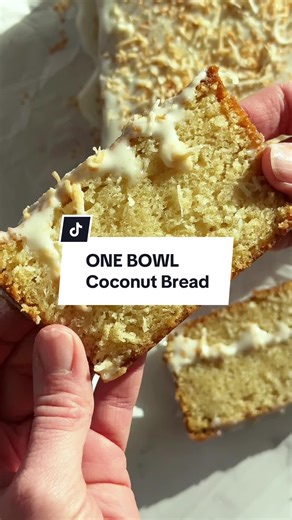 Moist Coconut Bread Recipe with Cream Cheese Glaze