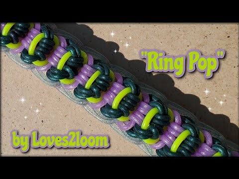 "Ring Pop" Rainbow Loom Bracelet Tutorial (3 bars wide)