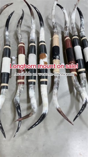 Our longhorn mounts are on sale for a limited time. A timeless western décor piece that brings rustic charm and authentic western style to your walls. Western-linens.com #fyp #longhorn #mount #homedecor #rustic