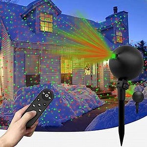 Christmas Lights Projector Laser Light Xmas Landscape Spotlights Waterproof Outdoor Xmas Light for Halloween Patio Yard Garden with Remote Controller (Green and Red)
