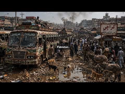 PAKISTAN Walking Tour OF BUSY LOCAL BUSS STATION