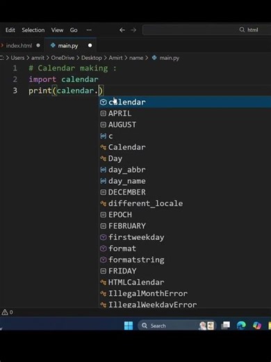 make a calendar #shorts #python