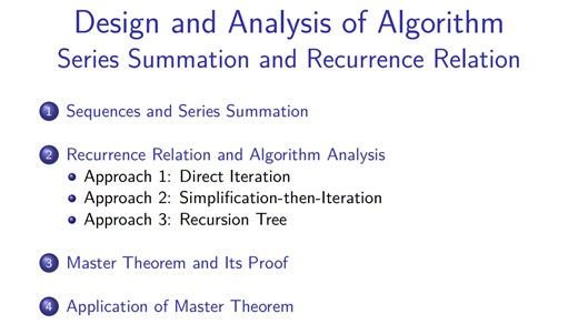 Lec 3 - 序列求和及递归关系 (Series Summation and Recurrence Relation)