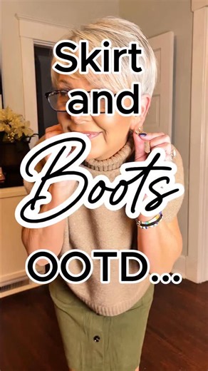 An over the knee skirt looks great with knee high boots and a chunky sweater. Especially when you pick colors that compliment each other such as olive green and camel.👢🦚🧥 What do you think? let me know by leaving a comment, and don’t forget to hit that follow button➡️➡️➡️ #olivegreen #kneehighboots #bootsstyle #sweaterlove | Penelope J Cotton Cope