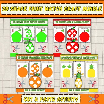 2D Shape Fruit Match Craft Bundle | Shape Recognition Activities | Cut & Paste