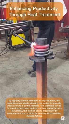 The metal rod is locked into a fixed starting point on a circular mandrel.