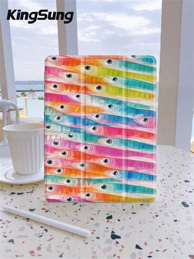 Kingsung Ocean Colorful Fish Aesthetic Case. 2026 New Product, Compatible With Ipad 9.7/10.2/10.5/10.9/12.9/Pro 11 (10th Generation), Air 8 (M4) 2026 (11-Inch), Air 6 (M4) 2036 (13-Inch), Air 8 (M4) 2026 (11-Inch), Air 8 (M4) 2026 (13-Inch), Compatible With Samsung Galaxy Tab S6 Lite 10.4-Inch, Kindle Paperwhite 12th Generation 2024 Model, Kindle 11th Generation 2022 Model, Clara Color. It Has Soft Anti-Drop Protection, Intelligent Stand/Automatic Wake-Up/Sleep Function. | SHEIN