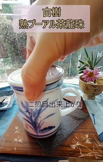 〘古樹熟プーアル茶龍珠〙を、マグカップで淹れます!