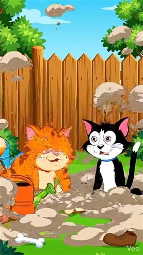 Epic Cartoon Cat Fight in the Garden! 🌿🐱