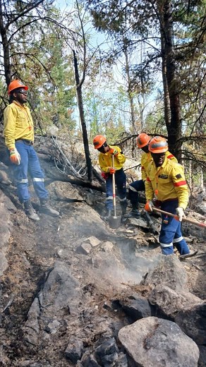 #2023wofcanadiandeployment Team Charlie and Echo drawing a plan of action for the day and later executing. #mzanzihotshot4 | WOF-Kishugu JV
