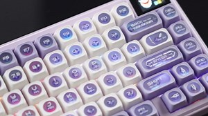 OHY XVX MAX Profile Translucent Shine-Through Keycaps, 136-Key PBT Keycaps with Crescent Moonlight Design for 75% Mechanical Keyboards (Black & Red Custom Jelly Style)