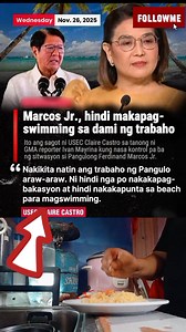 MARCOS JR., ARAW-ARAW ANG TRABAHO—HINDI MAKAPUNTA NG BEACH PARA MAGSWIMMING, AYON KAY CLAIRE CASTRO 😱 Sa gitna ng mga usapin tungkol sa resignation, succession, at kung “fit to lead” pa ba ang Pangulo, diretsahang tinanong ni GMA reporter Ivan Mayrina kung nasa kontrol pa ba ng sitwasyon si Pangulong Ferdinand Marcos Jr. “Diretsahang tanong po: fit pa ba ang Pangulo para mamuno, at siya ba ang may kontrol?” Mariing depensa ni Palace Press Officer Usec. Claire Castro na walang dapat ikabahala sa