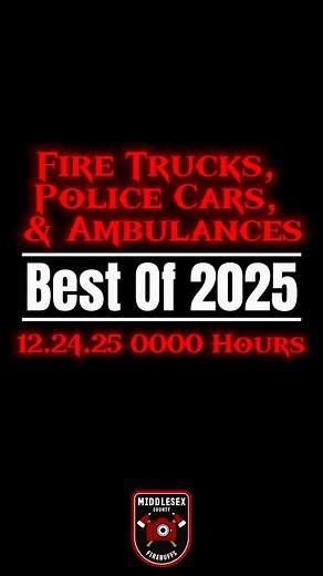 Middlesex County Fire Buffs on Instagram: "The 2025 Fire Trucks, Police Cars, & Ambulances Responding Compilation airs live on December 24th, 2025, at 0000 Hours. Here’s a sneak peak at what’s to come! #Firetruck #Fireengine #firerescue #firedept #firedepartment #firefighter #firefighting #firefighters #firetrucksofamerica #firetrucksofinstagram #fireapparatus #firetrucksdaily #firedepartmentlife #fireman #firemen #fireservice #police #ems #policecars #ambulances #chiefmiller #middlesexcountyfir