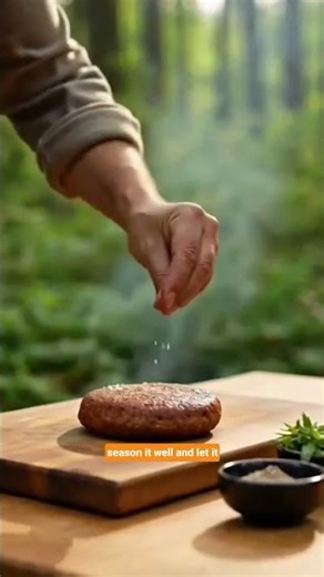 One Patty Forest Hamburger Experiences | Primitive Survival Cooking #shorts