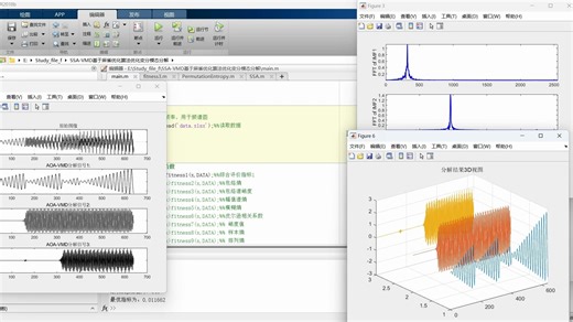 SSA-VMD基于麻雀优化算法优化变分模态分解Matlab程序