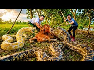 72 Hours of Terror: Two Giant Pythons Attack a Cow — Farmers Risk Their Lives to Save It!