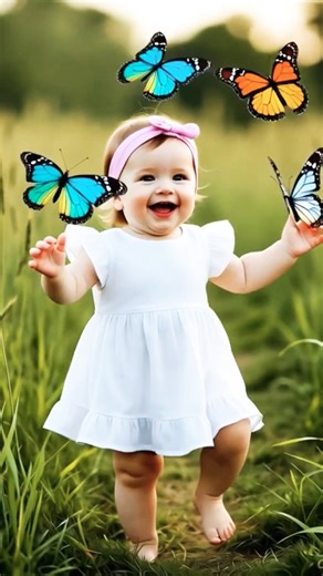 Adorable Baby Girl Chases Butterflies 🦋✨ #CuteMoments #ButterflyChase #BabyAdventures