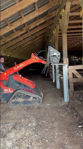 Skid Loader Drives Pole Barn Repair Sleeve Into Rotten Post | Anthem Built Attachment in Action