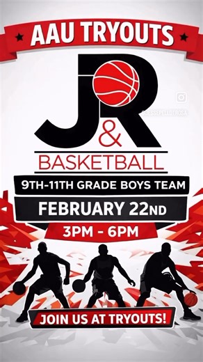🏀 2026 J&R AAU BOYS TRYOUTS 🏀 Register here by clicking the link: 👉 https://www.jrbasketballcamps.com/aau 📅 Boys High School Tryouts (9th - 11th Grade) Sunday, February 22nd ⏰ 3:00–6:00 PM 📍 Guardian Christian Academy Come ready to work, learn, and get better. Your child will be coached by some of the best underrated coaches in the area who truly care about development. At J&R Basketball, we aim to develop your child’s skillset and basketball IQ while competing at a high level. If you’re lo