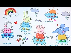 Peppa Pig Puddle Jumping with Friends❤️Coloring Peppa Pig and Friends
