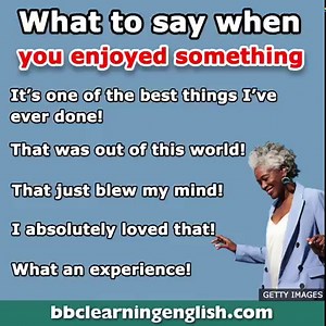 Have you tried something new recently? 🤨 Did you have a good time? 😀 Here are 5 ways to say that you really enjoyed something. 😎 #bbclearningenglish #esl #English #happy #new #experience #fun #joy #enjoy #synonyms #learnenglish | BBC Learning English