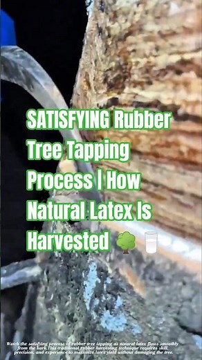 SATISFYING Rubber Tree Tapping Process | How Natural Latex Is Harvested 🌳🥛#short