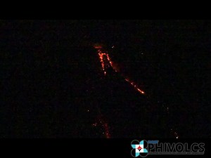 LOOK! Increased lava effusion from the summit crater of Mayon Volcano at 03:00 AM of 25 October 2023 led to a brief period of intensified rockfall and lava flow on the Miisi and Bonga Gullies. Footage recorded with a Nikon D780, camera settings: ISO Hi2.0, aperture 5.6, lens 200-500 mm; vantage point, Mayon Volcano Observatory (south). Alert Level 3 has been maintained since 8 June 2023. | Philippine Institute of Volcanology and Seismology (PHIVOLCS-DOST)
