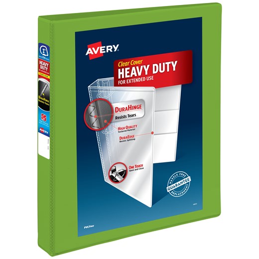 Avery Heavy-Duty View Binder with One Touch Slant Ring, 1 Inch, Letter Size, Green