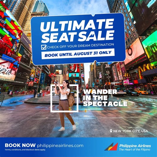 Your dream trip starts here! ✈️✨ Check off your dream destination with Philippine Airlines' Ultimate Seat Sale! Enjoy low fares, seamless connections, and care that comes from the heart. Visit https://flights.philippineairlines.com/en-ph/ultimate-seat-sale-2025 to learn more! Book now 💙 | Philippine Airlines
