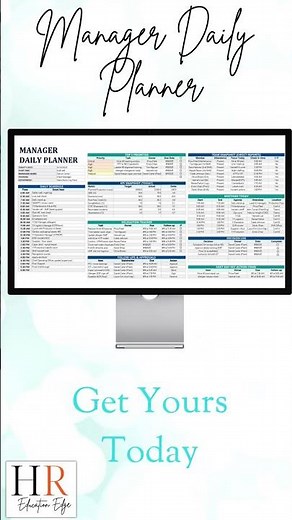 Manager & Supervisor Daily Planner | KPI Tracker, Meetings, and Schedule Template (Excel & Sheets)