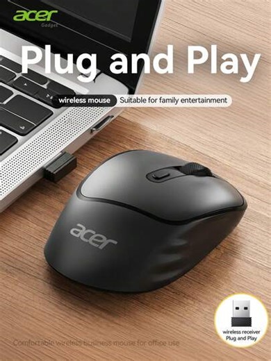 Acer OMR283 Wireless Mouse, 2.4GHz Ultra-Thin USB Wireless Mouse, USB Receiver, Optical Mouse, 6 Buttons, Auto Sleep Mode, Portable Mouse For Laptop, Desktop, PC | SHEIN