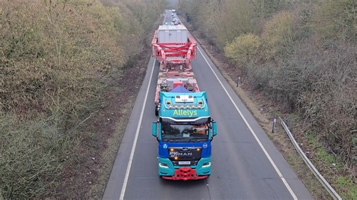 On Sunday, this 82 metre long vehicle travelled from King's Lynn to Norwich under police escort. It took 9 hours. The vehicle's gross weight was 571 tonnes, and was 5.2m wide. Allelys were hauling a 272t supergrid transformer for the Hornsea 3 Offshore Wind Farm project. The next one is due to get going at the Port of King's Lynn from 06:30 on Sunday, 1st February. It will travel the same route via the A47 to the Hornsea Converter Station. Police will be holding traffic for the abnormal load. | 