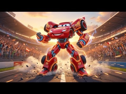 Epic Clash Robot McQueen Battles the Decepticons in a Cinematic War! AI Cat Story
