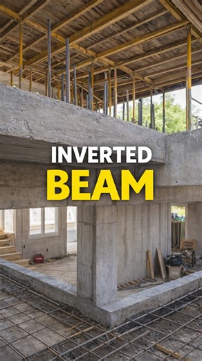 Sagar Saoji | Architect & Design Educator on Instagram: "What is an inverted beam in construction? An inverted beam is a structural beam placed above the slab level instead of below it, allowing for a clean, flat ceiling without beam drops. This technique is commonly used in: • Modern residential buildings • Commercial offices • Parking structures • Spaces where false ceilings are avoided By shifting the beam upward, architects achieve better aesthetics, easier services coordination, and uninter